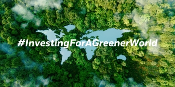 the continents represented as bodies of water on earth covered in green vegetation