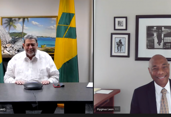 SVG Prime Minister Dr Ralph Gonsalves and CDB President Dr Gene Leon