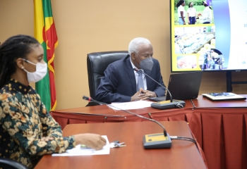 Grenada's Minister of Finance Gregory Bowen and CEO MNIB Afiya Joseph