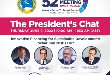 flyer with photos of Presidents of CDB, IDB and EIB