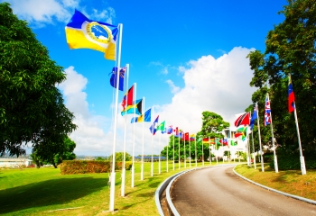 member countries flagged being flown at CDB Headquarters in Barbados