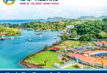 save the date featuring aerial photo of Saint Lucia coastline