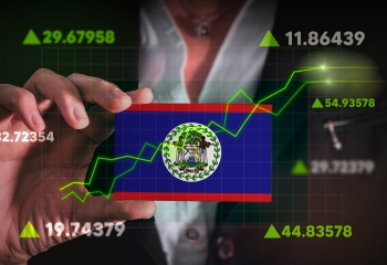 Belize flag with finance graphics 