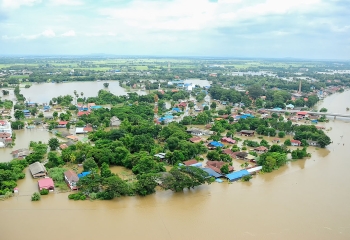 aerial photo of flooded area