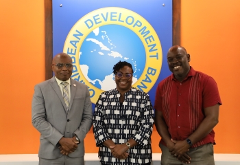 Mr. Ian Durant, CDB’s Acting Vice President for Finance and Corporate Services, joins The Honourable Ryan Straughn, Minister in the Ministry of Finance, and the Honourable Kay McConney, Minister of Economic Affairs and Investment, for the Barbados Country Project Portfolio Review
