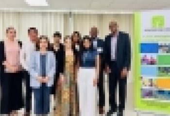 CDB staff, Dr. Nesha Beharry-Borg and Mr. Derek Gibbs, join participants of the “Developing Practical Skills to Build Bankable Climate Change Adaptation Projects in the Caribbean” workshop.