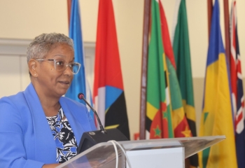 Ms. Christine Dawson, Acting Director of CDB’s Economics Department, delivers opening remarks at High-Level Forum on Enhanced Country Poverty Assessment Project 