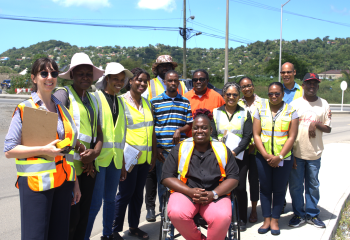 Group of people at Disability Inclusion Workshop, Field Visit, UKCIF Project: Millennium Highway in Saint Lucia, March 2025