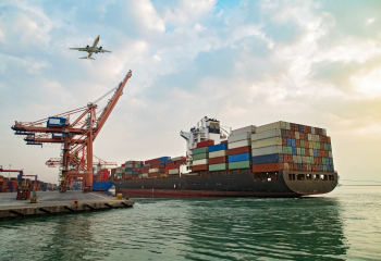 Container ship in port
