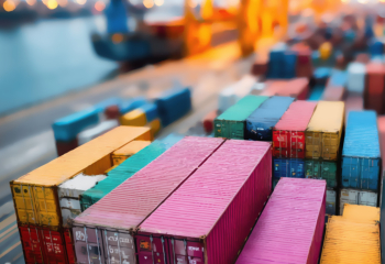 Colourful containers in shipping port