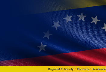 Venezuela Flag and words Regional Solidarity Recovery Resilience