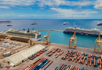 overhead shot of port of Bridgetown