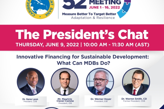 flyer with photos of Presidents of CDB, IDB and EIB