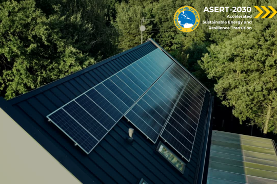 solar panels and wording reading ASERT 2030